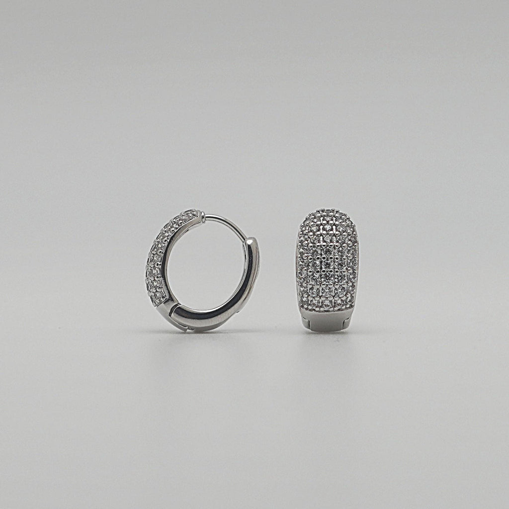 Pavé CZ Crystal Dome Stud Earrings Silver · Waterproof Sparkle Studs · Tarnish Free Stainless Steel · Minimalist Elegant Everyday Gift for Her