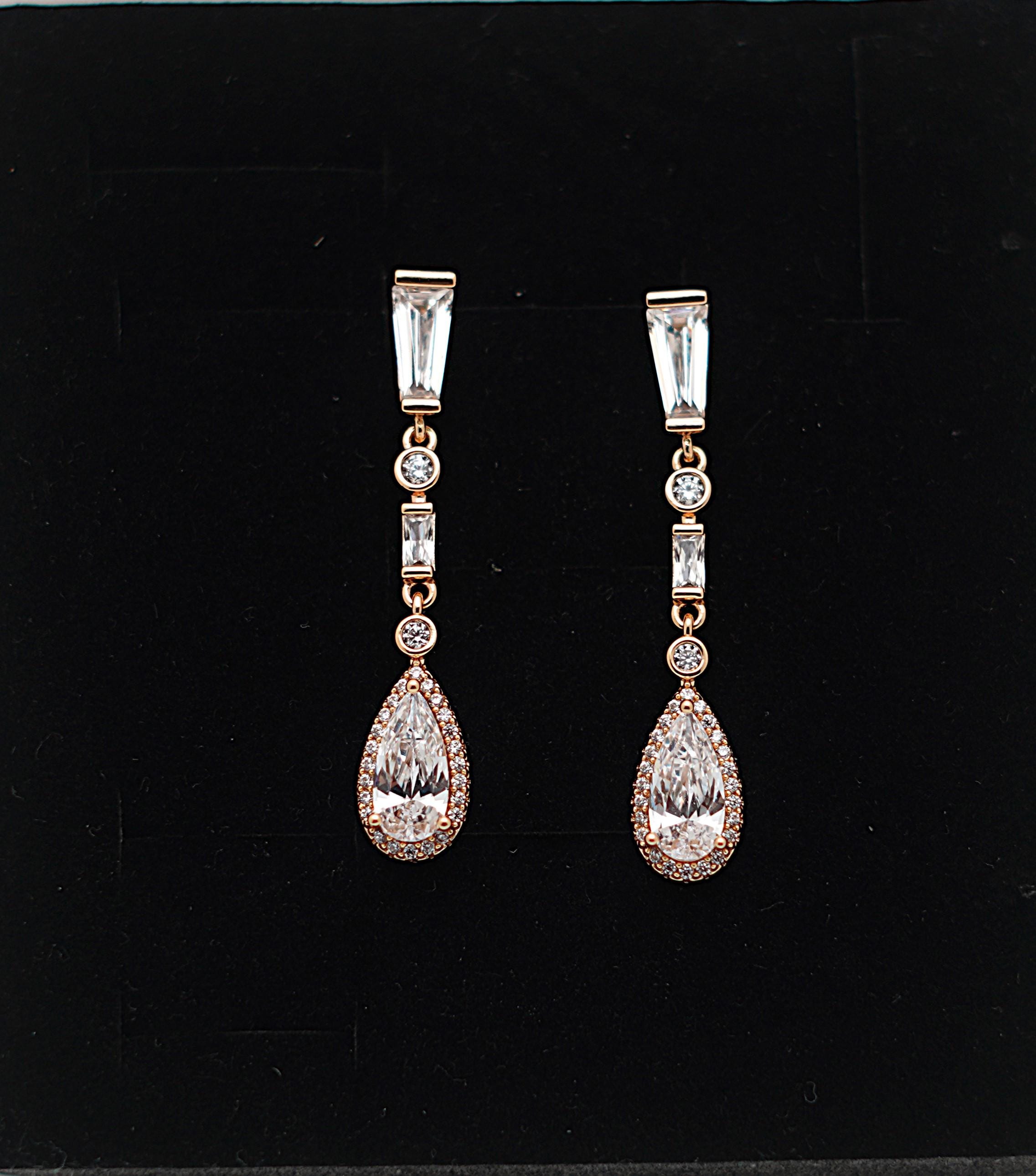 Teardrop Crystal Drop Earrings