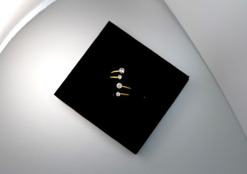 Adjustable Triple CZ Ring 18K Gold · Open Statement Minimalist Band · Tarnish Free Waterproof · Stackable Everyday Gift for Her