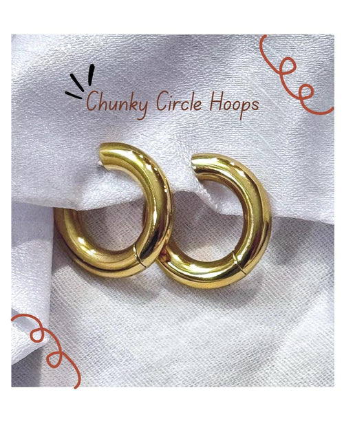 Chunky Gold Huggie Hoop Earrings 18K Gold PVD - Waterproof Bold Statement Hoops - Tarnish Free Stainless Steel - Trendy Everyday Gift for Her